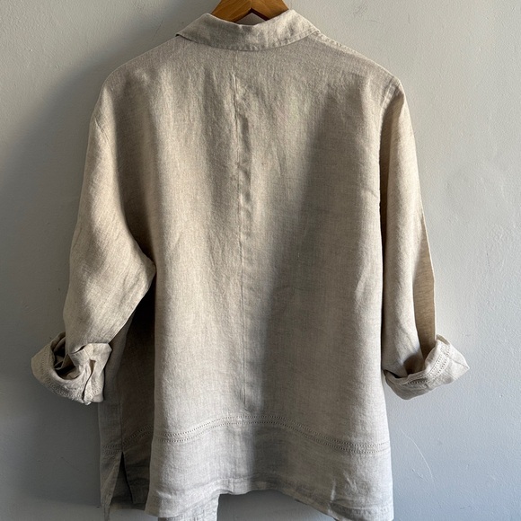 Talbots Natural Irish Linen Collared Shirt US16 - Picture 6 of 6